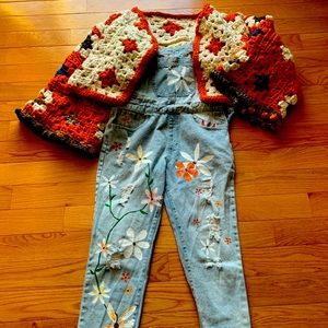 Hand painted Forever 21 overalls